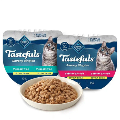 Blue Buffalo Tastefuls Savory Singles Variety Pack, Wet Cat Food in Gravy, 2.6-Oz. Twin-Pack Trays, Chicken & Turkey Entreé (12 Count)12