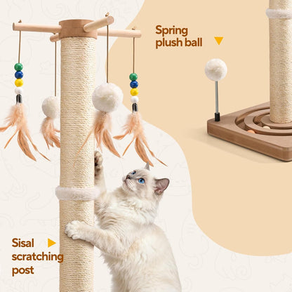 LIFLIX 25 Inches Cat Scratching Post with Interactive Toys, Sisal Cat Scratch Post with Sturdy Ball Track Base for Indoor Cats and Kittens4