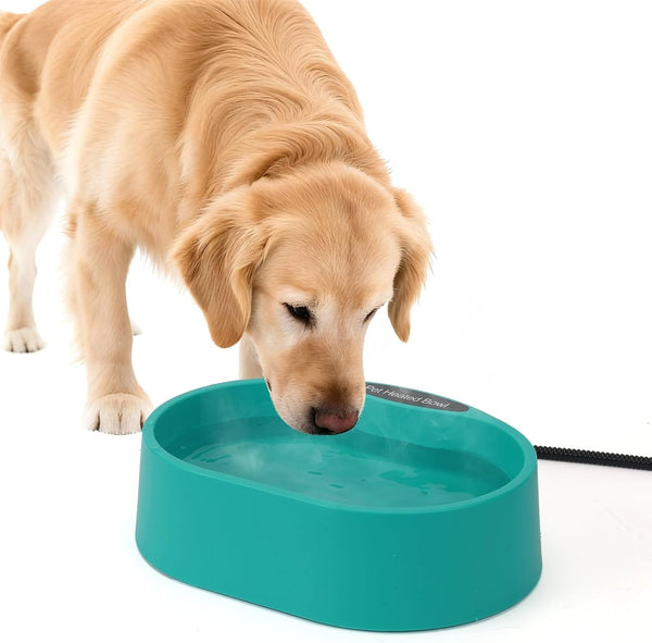 125 OZ/3.7L Heated Water Bowl, Large Heated Dog Bowls for Outside, Safety Listed Heated Pet Bowl with Anti-Chew Cord for Dog, Chicken,Duck,Cat Drinking Water in Winter, Anti-Slip Base1