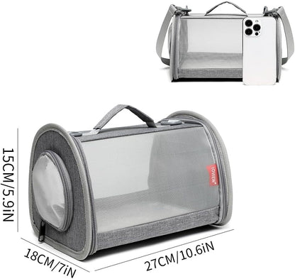 Guinea Pig Carrier Travel Small Animal Carrier Bag Lizard Bird Rabbit Carrier Cage Squirrel Breathable Bag Portable Travel Hamster Small Pet Hangbag (Small, Gray)3