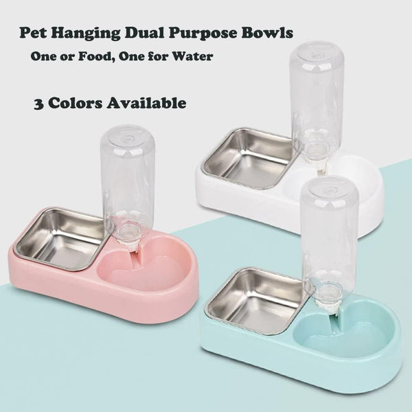 Love Dream Crate Dog Bowl, No Spill Kennel Hanging Pet Food Water Bowl Set | Automatic Water Dispenser and Removable Stainless Steel Bowls Raised Double Bowls for Indoor Cats, Rabbit, Small Medium Dogs5