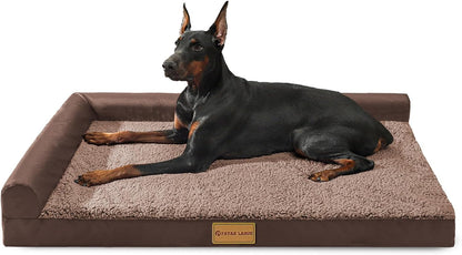 Patas Lague Orthopedic Large Dog Bed Pet Sofa Beds 36''X24'' Black | L Bolster Egg-Crate Foam Dog Couch for Large Sized Dogs, Waterproof Removable Washable Cover, Pet Mat with Nonskid Bottom17