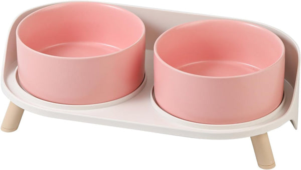 Elevated Ceramic Dog Bowl Set - Double Dog Feeding Bowls with Stand Splash Proof - Raised Dishes for Food and Water - Ideal for Small to Medium Dogs - 2 X 720 Ml - 11.3 Oz - White12