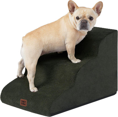 EHEYCIGA Curved Dog Stairs Ramp for 5-Step High Beds, 22.6" H Dog Steps | 33D Density of Pure Foam, for Small Dogs and Cats, Pet Stairs for High Bed Climbing, Non-Slip Balanced Pet Step Indoor, Grey38