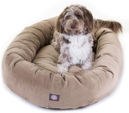 Majestic Pet 32 Inch Suede Calming Dog Bed Washable – Cozy Soft round Dog Bed with Spine Support for Dogs to Rest Their Head - Fluffy Donut Dog Bed 32X23X7 (Inch) - round Pet Bed Medium – Sage41