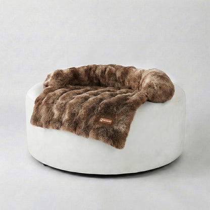 Pelsbarn Dog Bed for Couch, Luxurious Sofa Bed for Dogs with Non-Slip Oxford Bottom - Faux Rabbit Fur with Removable Cover, Large, Gray - 33X33 In11