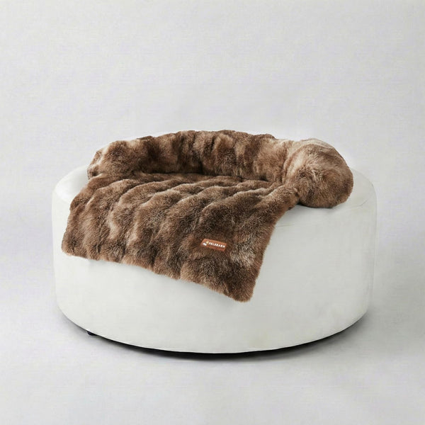 Pelsbarn Dog Bed for Couch, Luxurious Sofa Bed for Dogs with Non-Slip Oxford Bottom - Faux Rabbit Fur with Removable Cover, Large, Gray - 33X33 In11