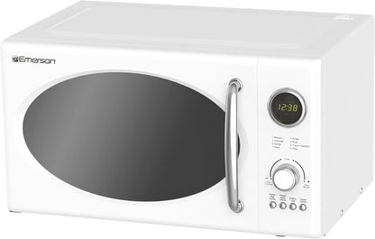 MWRG0901W 0.9 Cu. Ft. Retro Microwave with 1,000W Grill Function, 800W Cooking Power, LED Display, 5 Power Levels, 8 Auto Menus, Glass Turntable, Child Lock, White Countertop Design3
