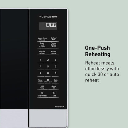 Panasonic NN-SN65KW Microwave Oven with Inverter Technology, 1200W, 1.2 Cu.Ft. Small Genius Sensor One-Touch Cooking, Popcorn Button, Turbo Defrost-Nn-Sn65Kw-(White) | 1.2 Cu.Ft. Small Genius Sensor One-Touch Cooking, Inverter Technology, 1200W, Popcorn Button, Turbo Defrost3
