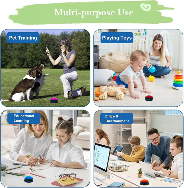 Gelabur Set of 4 Dog Buttons for Communication, Voice Recordable Buttons for Classroom, Dog Training Talking Buttons Starter Set, Pet Easy Speaking Buttons Tools5