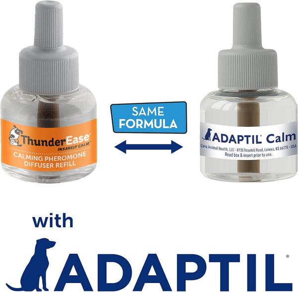 Thunderease Dog Calming Pheromone Diffuser Refill | Powered by ADAPTIL | Vet Recommended to Relieve Separation Anxiety, Stress Barking and Chewing, and the Fear of Fireworks and Thunderstorms (30 Day | Vet Recommended, Powered by Adaptil Helps Separation Anxiety, Stress Barking & Chewing, Fear of Fireworks & Thunderstorms2