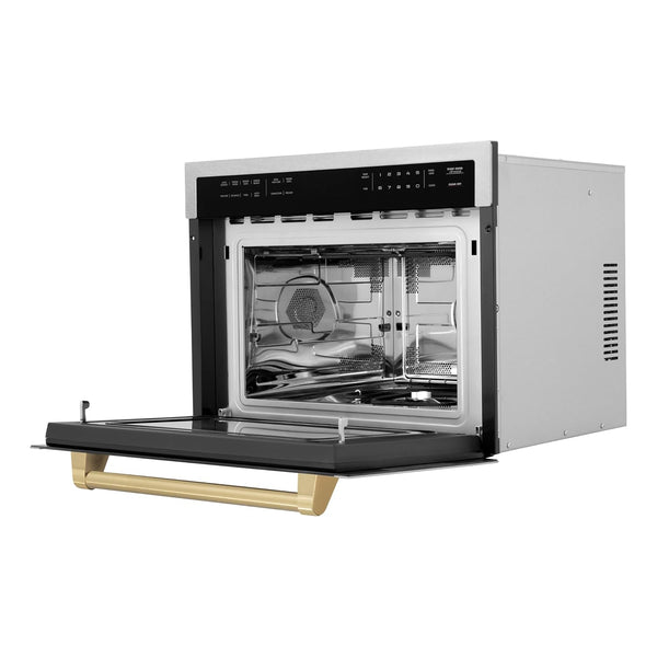 ZLINE Autograph Edition 24 In. 1.6 Cu Ft. Built-In Convection Microwave Oven in Satin Stainless Steel with Champagne Bronze Accents (MWOZ-24-SS-CB)4