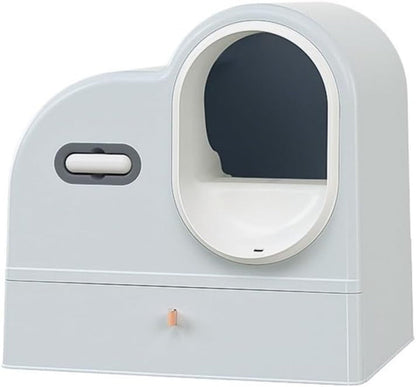Pet Supplies, Enclosed Cat Litter Box with Drawer, Splash Proof Large Space Pan(Gray)1