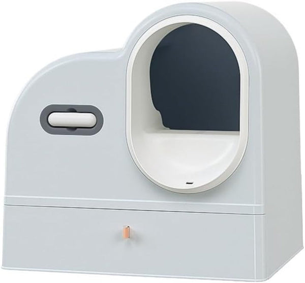 Pet Supplies, Enclosed Cat Litter Box with Drawer, Splash Proof Large Space Pan(Gray)1