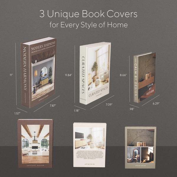 Modern Decorative Books Set of 3, Brown & Cream Faux Books with Storage | Large Fake Book Boxes to Store Remotes Mid-Century Book Decor for Coffee Table, Mantle, Shelf or Entryway as Fall Decoration7