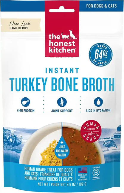 The Honest Kitchen Human Grade Daily Boosts Instant Beef Bone Broth with Turmeric for Dogs 3.6 Ounces10