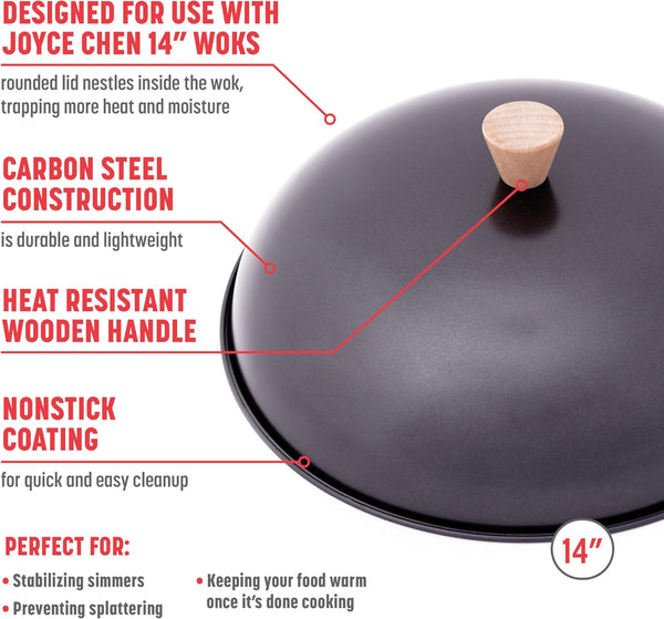 Joyce Chen 31-0066, 13.5-Inch Nonstick Steel Dome Lid for 14-Inch Wok Black3