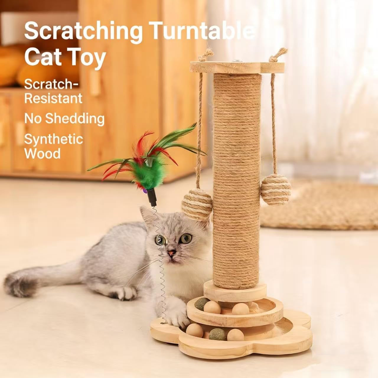 cat-scratching-post-cat-scratchers-for-indoor-cats-natural-sisal-scratcher-with-2-level-trackball-2-hanging-balls-sturdy-cat-scratching-post-4-in-1-interactive-kitten-toy-for-indoor-cats