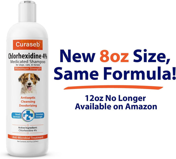 Curaseb Chlorhex 4% Shampoo for Dogs & Cats, Vet Strength Formula, 8Oz2