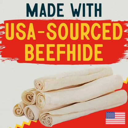 Canine Chews 10-11" Rawhide Bones for Large Dogs, Durable USA Beefhide Dog Rawhide Chews, Retriever Rolls 20 Pack (5 Lbs)2