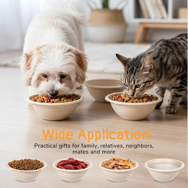 250 Pcs Disposable Pets Bowls Bulk Compostable Pets Feeding Bowls Thickened Disposable Pet Bowl Paper Dog Travel Bowl for Small Dogs Puppy Cat, Leakproof Pet Feeding and Watering3