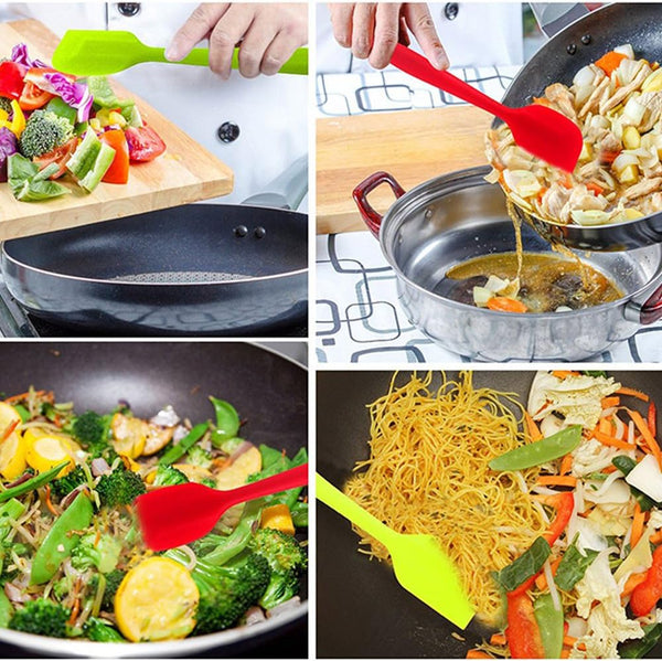 Silicone Spatulas, 11 Inch Rubber Spatula Heat Resistant Seamless One Piece Design Non-Stick Flexible Scrapers Baking Mixing Tool (4 Piece)4