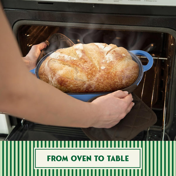 Enameled Cast Iron Bread Oven 2 Qt (Blue), Non-Stick Single Loaf Cast Iron Bread Pan with Lid, Easy Homemade Sourdough Dutch Oven with Lid, Oven-Safe Artisan Bread Baking Pan6