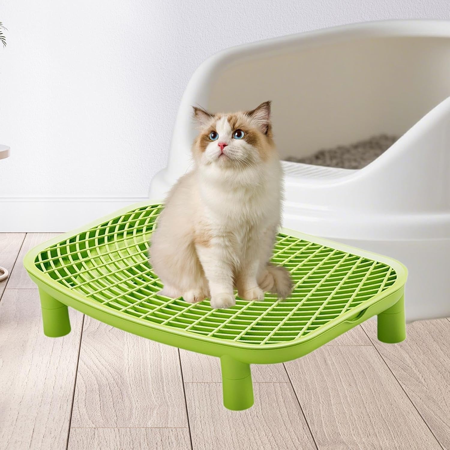 cat-litter-ramp-kitten-litter-box-footboard-for-living-room-bedroom-bathroom-with-filter-function-easy-clean-green