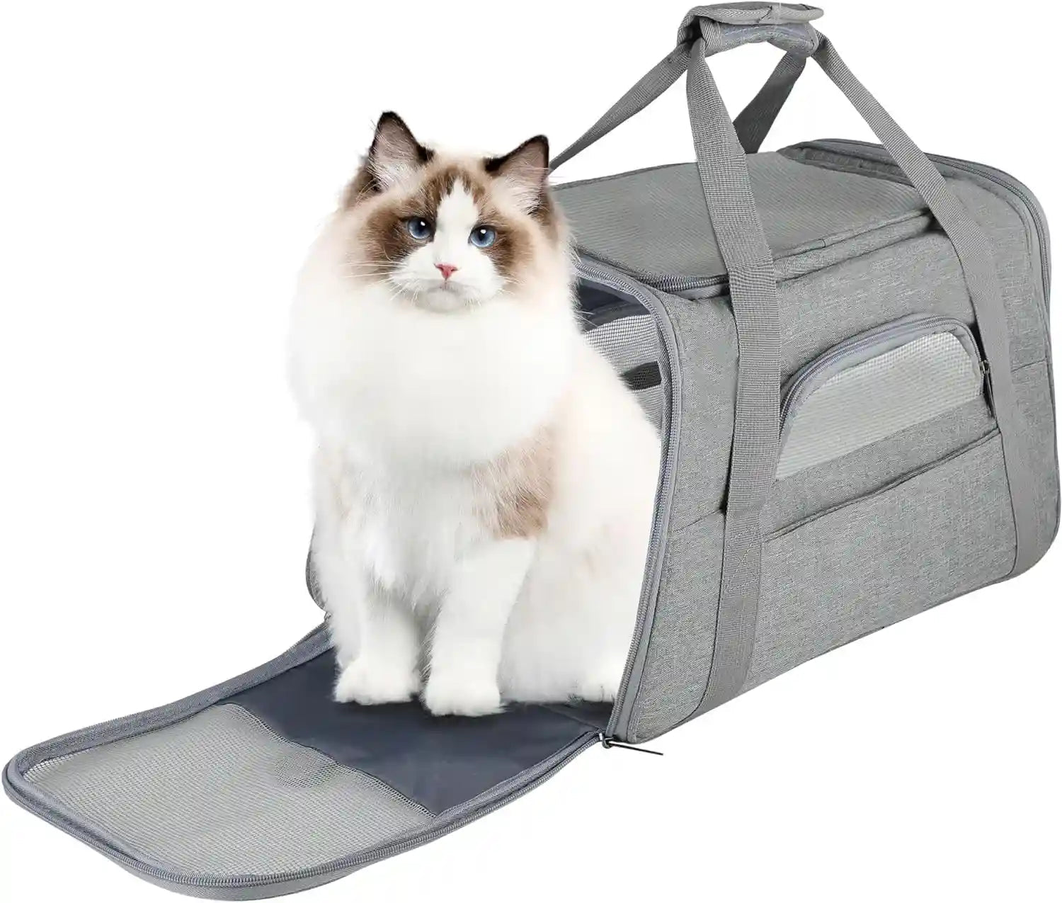 fluffydream-pet-travel-carrier-soft-sided-portable-bag-for-cats-small-dogs-kittens-or-puppies-collapsible-durable-airline-approved-travel-friendly-grey-17-0-l-x-10-0-w-x-11-0-h-grey