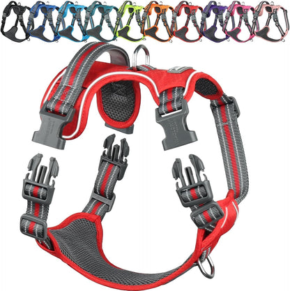 VIVAGLORY No Pull Dog Harness Vest Harness, L, Orange - Patterned | with Handle Front and Back Clip for Training & Pulling, No Pull & Escape Proof Padded Adjustable for Pet Puppy12