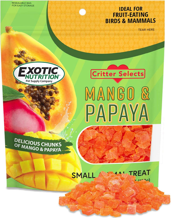 Mango & Papaya Treat (4.5 Oz.) - Healthy Treat for Small Animals - Sugar Gliders, Rats, Chinchillas, Ferrets, Parrots, Hamsters, Squirrels, Hedgehogs, Guinea Pigs, Rabbits & Other Small Animals1