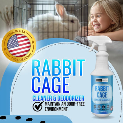 Rabbit Cage Odor Eliminator & Cleaner Spray, 32Oz – Made in USA | Targets Tough Urine, Ammonia and Bedding Odors; Fast-Drying, Non-Toxic Formula for Bunny Cages and Habitats.3