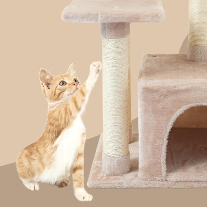 Cute Cat Tree Kitten Cat Tower Condo Cat Furniture Sisal Scratching Posts B | FISH&NAP for Indoor Jump Platform Activity Center Play House Beige4