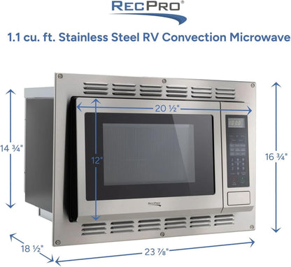 1.1 Cu. Ft. RV Convection Microwave Stainless Steel | 120V, 900W, Touchpad Controls, LED Digital Display, Child Safety Lock, Weight and Time Defrost3