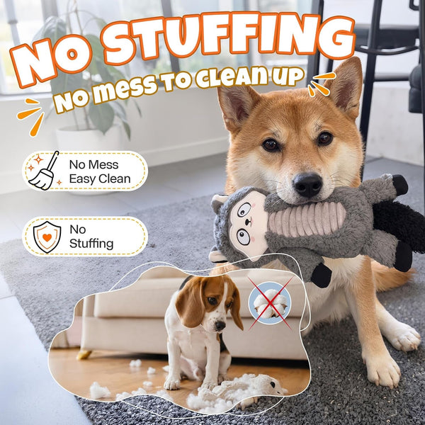 Durable No Stuffing Dog Squeaky Toys Dogs Love These! | Crinkle & Squeakers Keep Dogs Busy, 5 Pack Plush Animal Toys for Small Medium Large Dogs2