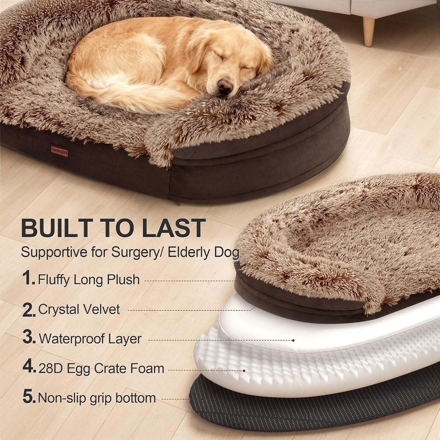 iweepet-fluffy-orthopedic-dog-beds-for-large-extra-large-dogs-44-dog-sofa-bed-with-supportive-28d-egg-crate-foam-removable-washable-cover-waterproof-lining-for-puppy-senior-sick-brown