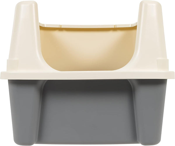 Amazon Basics Large Cat Litter Box with High Sides, Open Top for Easy Access, Includes Scoop with Storage, 19" X 15" X 11.75", Grey/Beige4