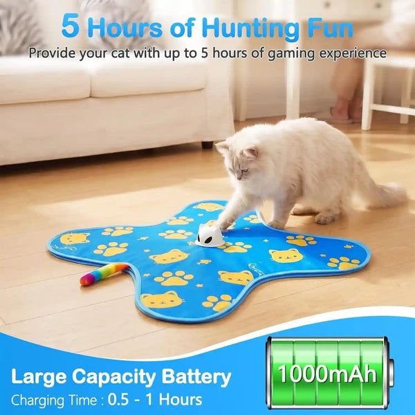 Interactive Cat Toys for Indoor Cats, Rechargeable Hide & Seek Toy | Touch Activated, 3 Speed Modes, Realistic Bird Chirps, 10-Min Auto Shutoff, Hidden Feather Wand for Bored Adult Cats, Blue5