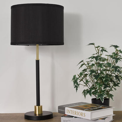 Table and Floor Lamp Set of 3 Pack Lamp Set with Black Linen Lampshade, Farmhouse Light Sets, Modern Table Lamps and Floor Lamp for Living Room, Bedroom, Nightstands, Black and Gold Splicing Finish6