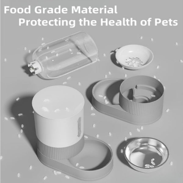 Gravity Cat Feeder and Water Dispenser, 2 in 1 Automatic Cat Feeder with 180 Degree Rotatable, 2 Pack Large Capacity Self Feeding for Small Medium Dog Puppy Kitten, Black, 0.8 Gallon X 25