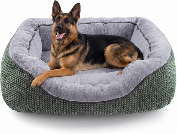 INVENHO Medium Dog Beds for Medium Dogs Washable, Rectangle Dog Bed Medium Size Dog, Orthopedic Dog Bed, Warming Soft Calming Sleeping Puppy Bed Durable Pet Bed with Anti-Slip Bottom M(30"X24"X9")31