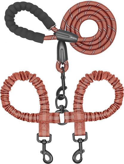 Iyoshop Dual Dog Leash - 360° Swivel, No Tangle Walking Leash with Shock Absorbing Bungee for Two Dogs (Large, 25-150 Lbs, Black)18