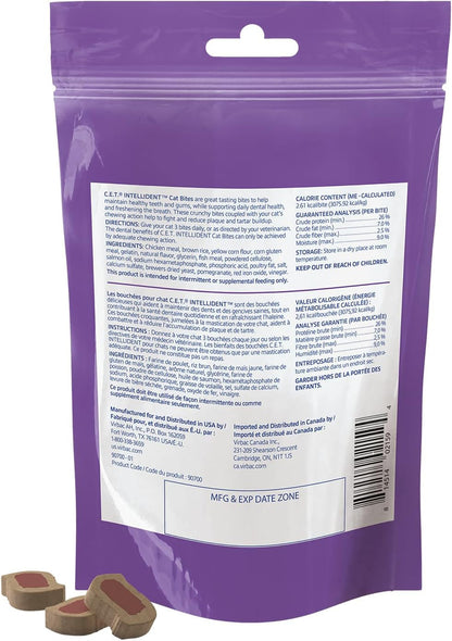 Virbac C.E.T. Intellident Cat Bites for Dental Care | Crunchy Cat Bites for Tartar Control, Supports Healthy Teeth and Gums, Chicken Flavor Bites, Cat Oral Care Hygiene2