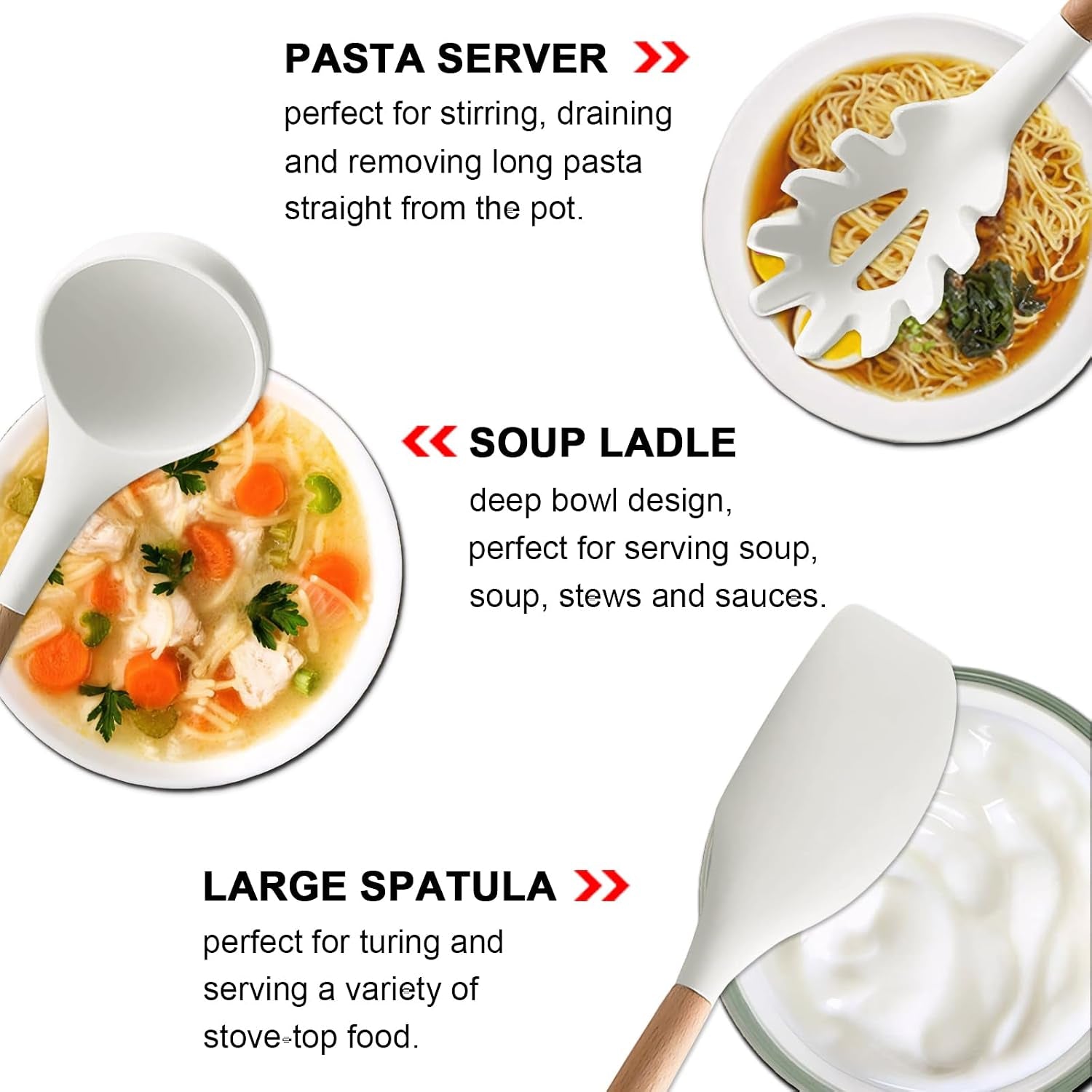 kitchen-cooking-utensils-set-6pcs-non-stick-silicone-kitchen-utensils-spatula-spoon-turner-ladle-pasta-server-heat-resistant-wooden-handle-silicone-cooking-gadgets-sets-for-cookware-baking