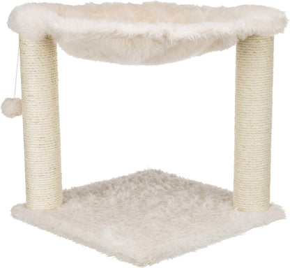 TRIXIE Baza XXL Cat Scratching Posts, Indoor Cat Furniture with Plush Hammock, Jute Scratcher Posts and Dangling Toy Ball, 18.1" L X 18.1" W X 19.7" H, Cream1