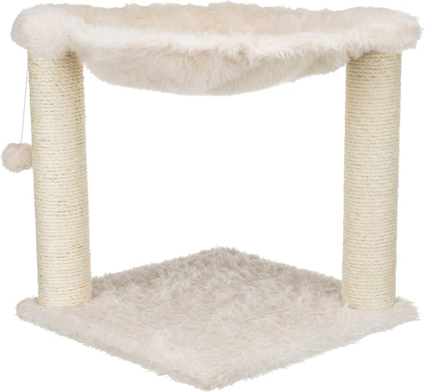 TRIXIE Baza XXL Cat Scratching Posts, Indoor Cat Furniture with Plush Hammock, Jute Scratcher Posts and Dangling Toy Ball, 18.1" L X 18.1" W X 19.7" H, Cream1