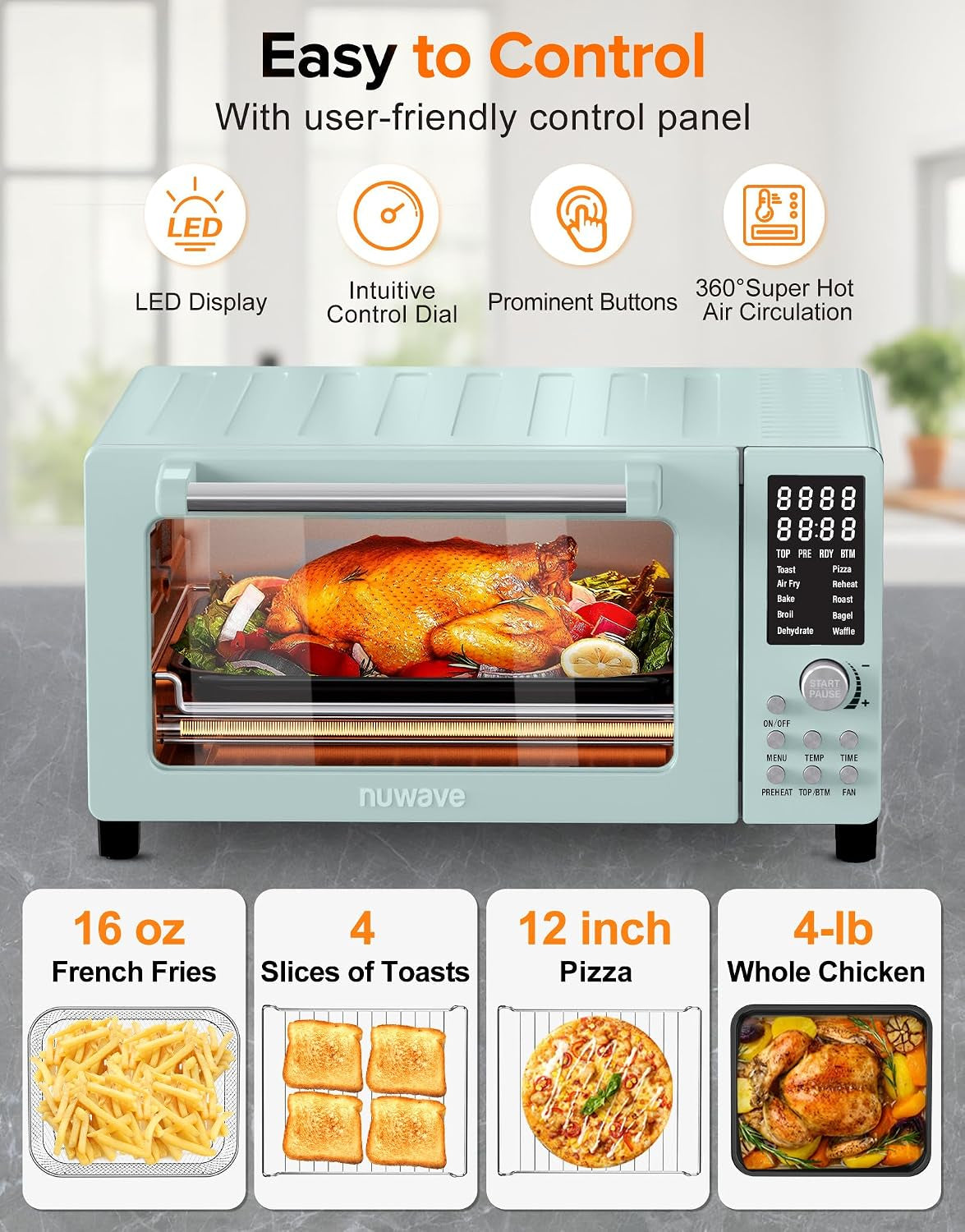 bravo-pro-smart-air-fryer-toaster-oven-countertop-combo-10-in-1-cooking-functions-1800w-50-450-f-21-qt-pfas-free-upgraded-super-convection-mint