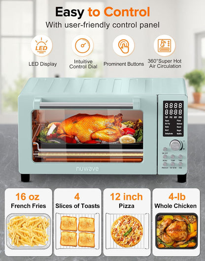 Bravo Pro Smart Air Fryer Toaster Oven Countertop Combo | 10-In-1 Cooking Functions, 1800W, 50-450°F, 21-Qt, Pfas-Free, Upgraded Super Convection, Mint6