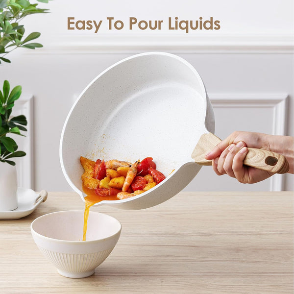 16Pcs Ceramic Cookware Set Non Toxic, Pots and Pans Set Non Stick | Induction Compatible, Even Heating, Durable, Easy to Clean, PFAS/PFOA Free, Healthy Kitchen Cooking Set, Stay-Cool Handles9