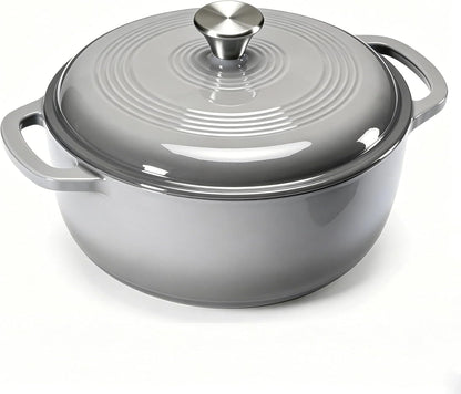 Enameled Cast Iron Dutch Oven, 6 Quart Pot & Dual Handles, Oven Safe up to 500°F, Perfect for Bread Baking, Braising, Stewing & Roasting, Gray1